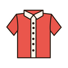 red shirt casual fashion men clothes line and fill icon