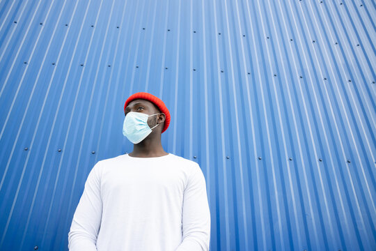 Portrait of Black Man With A Protective Mask