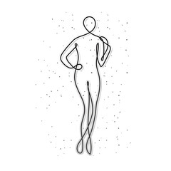 line woman body with feet in white background