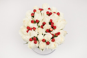 White Roses Bouquet on White Background