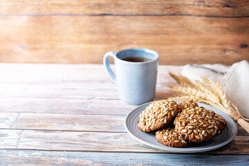 Healthy rye grain cookies with sunflower seeds
