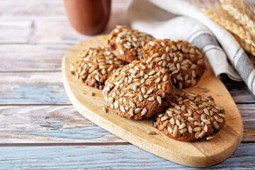 Healthy rye grain cookies with sunflower seeds