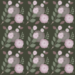 Vintage pattern with roses in an old palette