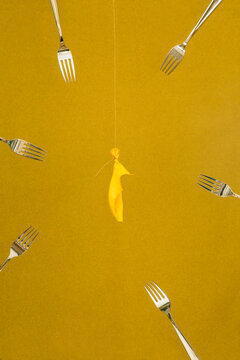 Burst balloon and forks