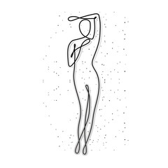 line woman body in white background