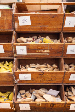 Shoe lasts in a shoe factory