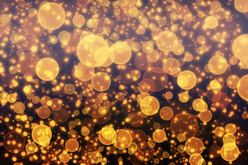 Golden bokeh light on the black background. Bokeh texture.