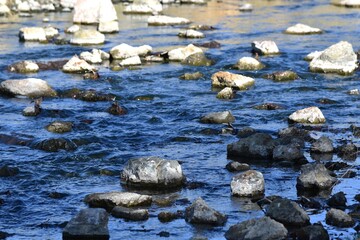 Water flowing in a rocky stream