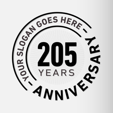 205 years anniversary logo template. Vector and illustration.
