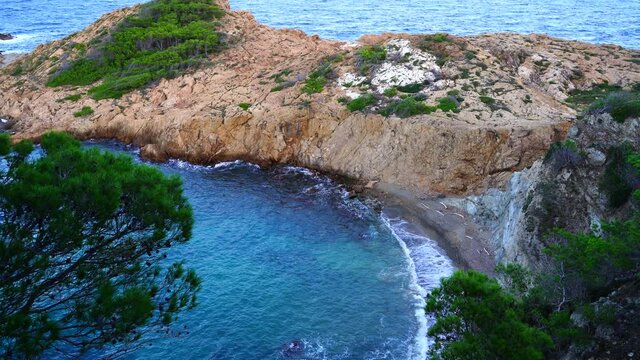 view of the coast of Sa Tuna in Begur, Emporda, Catalonia, Spain. Mediterranean sea