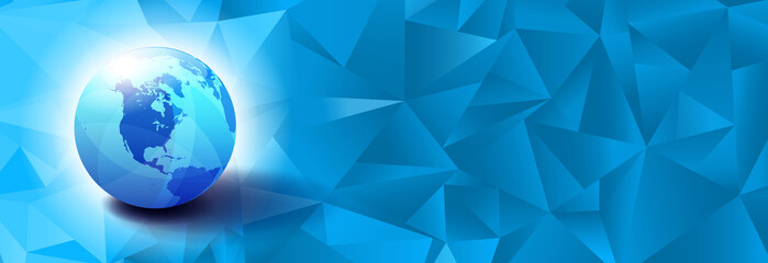 World Globe North America with Triangle Background, Earth with Interposing triangle's creating an abstract pattern