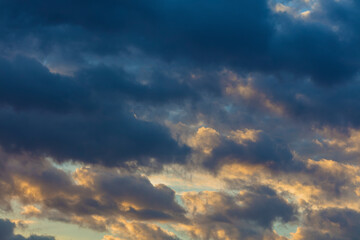 Beautiful sunset sky with clouds natural background.