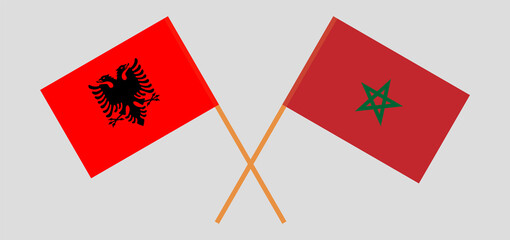 Crossed flags of Morocco and Albania