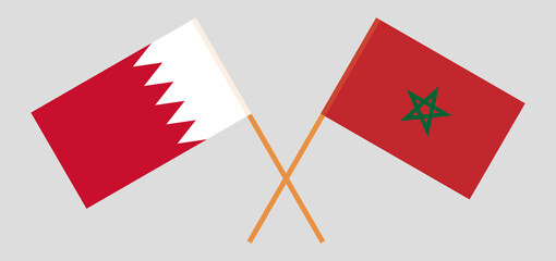 Crossed flags of Morocco and Bahrain
