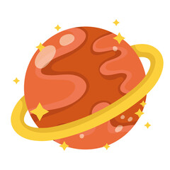 planet uranus space galaxy astronomy in cartoon style