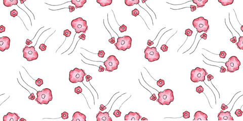 Seamless background with colors. Watercolor illustration. Floral decor for textiles, fabrics, Souvenirs, packaging and greeting cards.