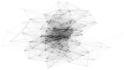 3D illustration of geometric cloud connection structure