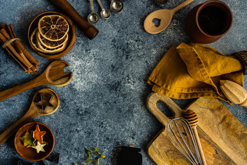 Cooking concept on stone background