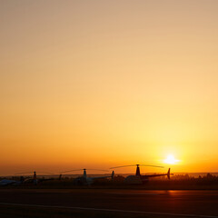 sunset over the small airport
