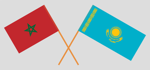 Crossed flags of Morocco and Kazakhstan