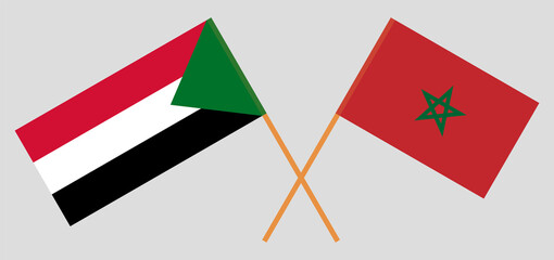 Crossed flags of Morocco and Sudan