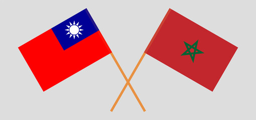 Crossed flags of Morocco and Taiwan