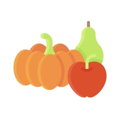 Pumpkin apple and rose apple icon, Thanksgiving related vector