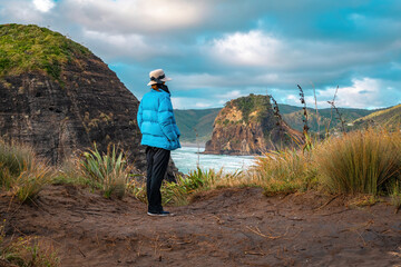 AUCKLAND, NEW ZEALAND - Jan 09, 2020: Tourist walking at Comans Track