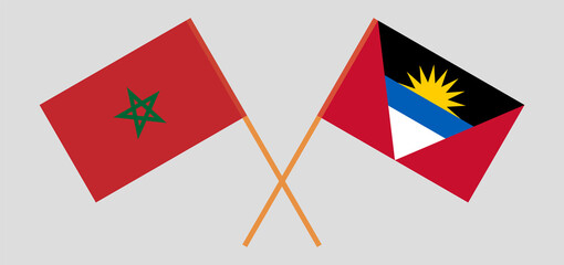 Crossed flags of Morocco and Antigua and Barbuda