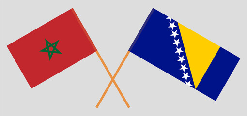 Crossed flags of Morocco and Bosnia and Herzegovina