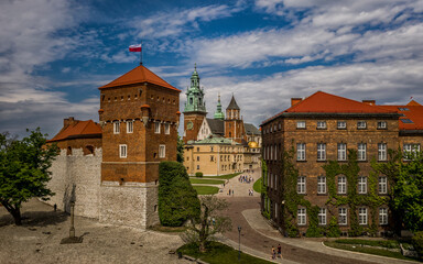 Front view of Wawel castle in Krakow, Poland