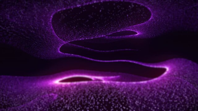 Loop of 3d rendered illustration of purple spiral in the deep black environment.