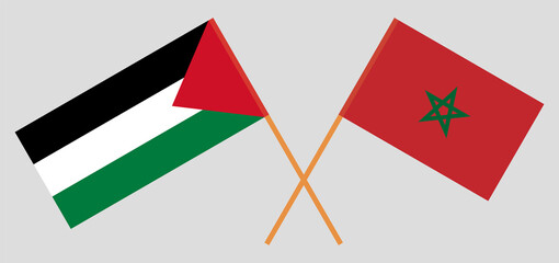 Crossed flags of Morocco and Palestine