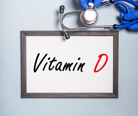 Vitamin D inscription, health care with vitamines