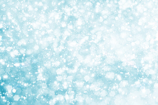 Christmas background and New Year concept, abstract defocused light background with bokeh and blur, blue. Winter banner for your text, background image or overlay layer in photo editor, out of focus