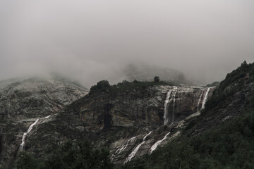 waterfalls in the mountains