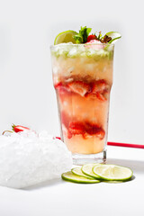 cocktail with strawberry and mint