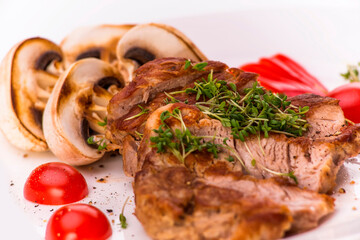 grilled steak with vegetables