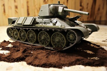 Model of the t-34 tank on the ground