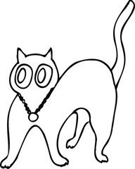 cartoon. black magic cat vector illustration. Halloween mysterious cat