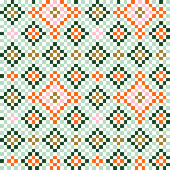 knitted weaving textile in traditional Scandinavian Nordic folk art style seamless pattern for fabric, wallpaper, gift wraps, wrapping paper, stationary, seasonal greeting, cross, geometric, design
