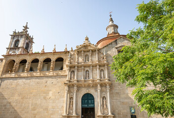 Obraz premium bell tower of the Sao Domingos Church and the facade of the monastery of Sao Goncalo in Amarante city, Porto District, Douro Litoral, Portugal