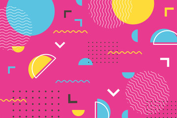 geometric shapes minimal memphis 80s 90s style abstract pink background