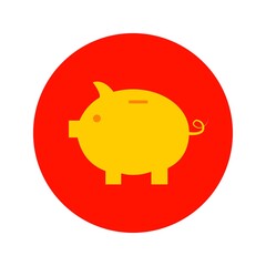 Flat Piggy Bank Circle Icon
