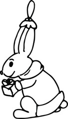 hand drawn vector illustration of an bunny. hristmas rabbit illustration. christmas tree toy bunny image. vector christmas bunny. black and white rabbit toy icon