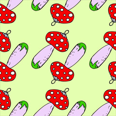seamless green pattern with red and white mushrooms. seamless pattern with red and white mushrooms. eamless christmas tree toys  vector pattern. Gift endless paper. scrapbooking idea. kraft seamless v