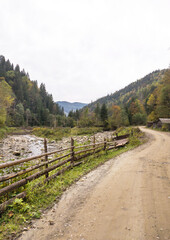Fototapeta na wymiar Field road in the mountains.