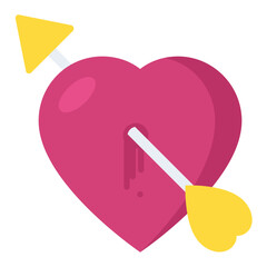 
An arrow through heart symbolising cupid heart sign
