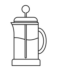 french press on white background