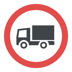 
Circular traffic sign indicating no lorries 
